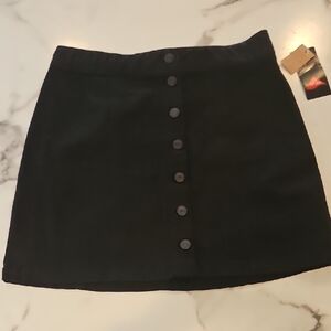 Elegant Black Button-Front Mini Skirt
